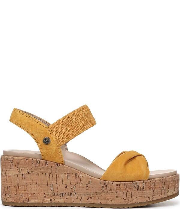 バイオニック レディース シューズ サンダル スエード Vionic Darla Suede Wedge Sandals Amber Yellow イエロー
