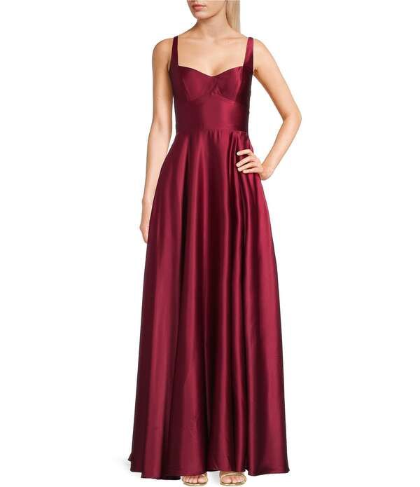 ビーダーリン レディース トップス ワンピース A ライン レース B Darlin Sweetheart Neck Lace Tie Back ALine Dress Wine ワイン