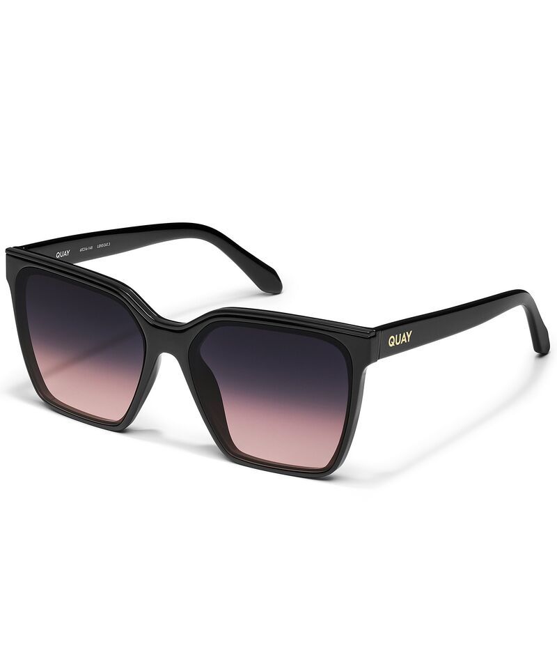 クエイ レディース アクセサリー サングラス・アイウェア QUAY Womens Level Up 51mm Square Sunglasses BlackBlack Plum Pink ブラック