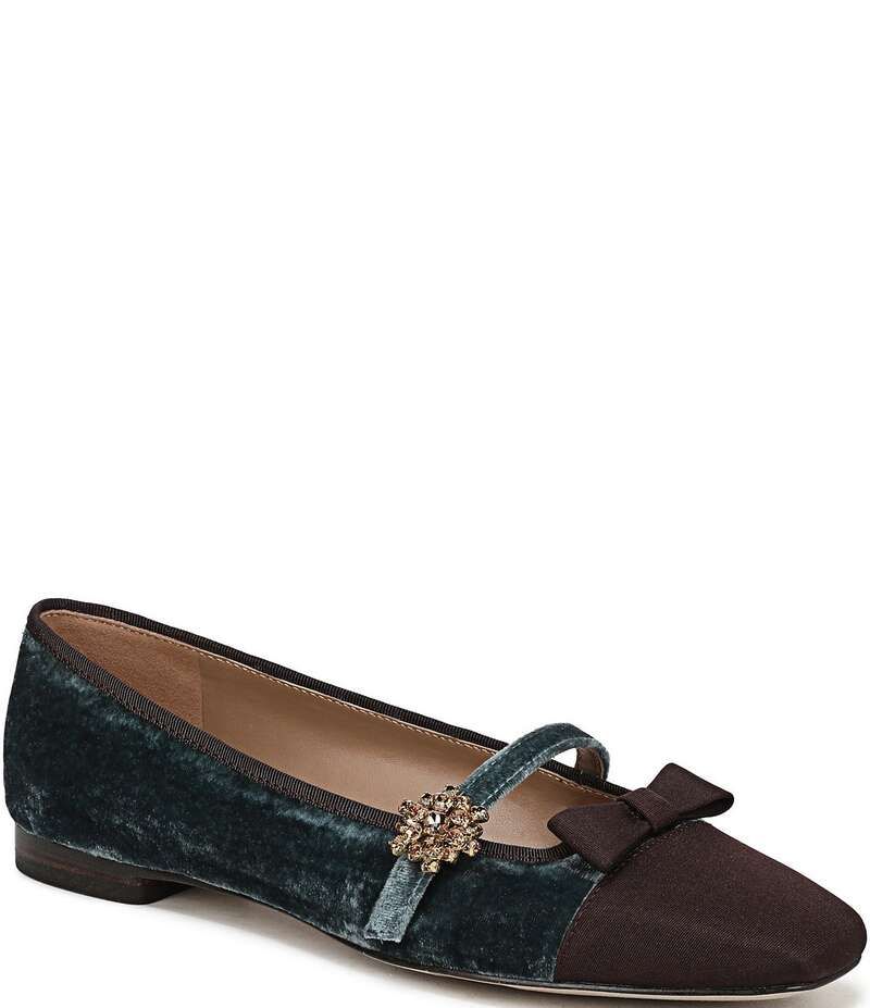 サムエデルマン レディース シューズ パンプス ベルベット キャップ Sam Edelman Madi Velvet Jewel Ornament Cap Toe Mary Jane Flats Bl