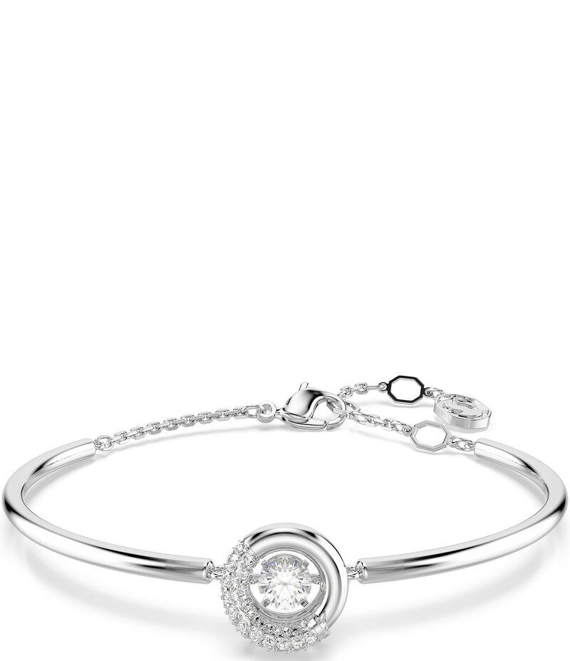 スワロフスキー レディース アクセサリー ブレスレット・バングル・アンクレット Swarovski Dextera Round Cut Adjustable Bangle Bracelet Silve