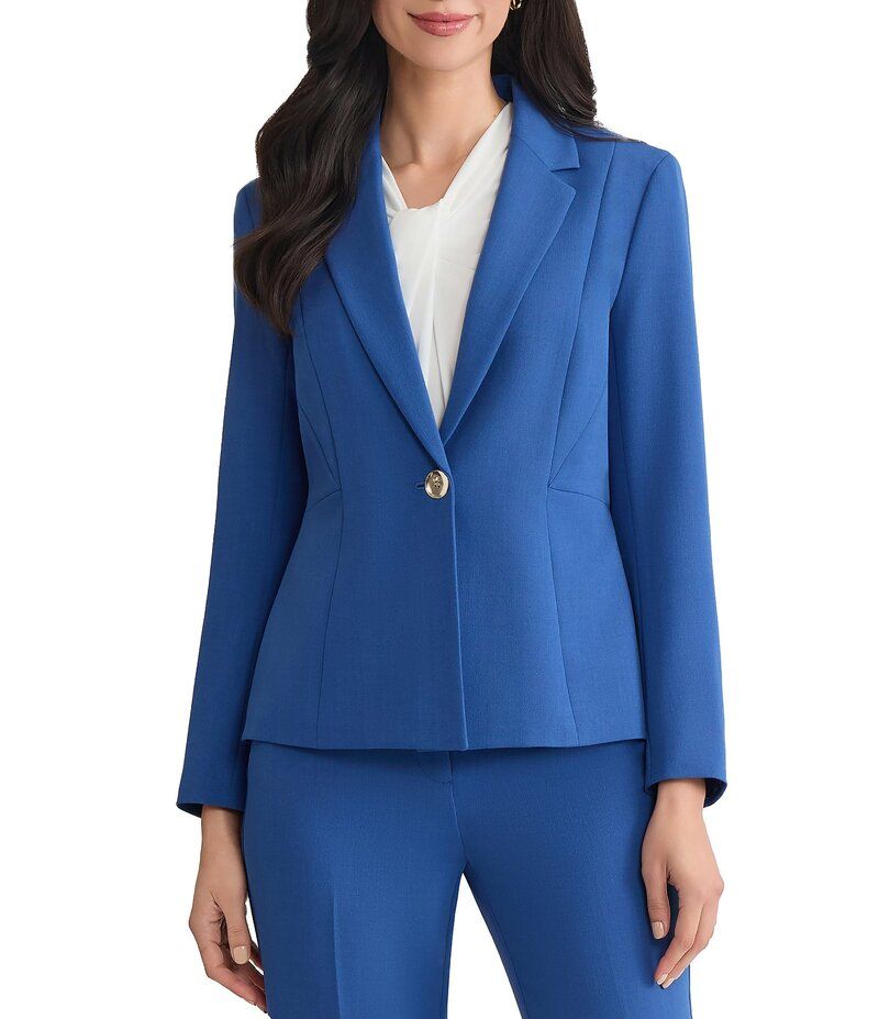 カスパール レディース アウター コート クレープ ジャケット Kasper Stretch Crepe Princess Seams One Button Jacket Blue Night ブルー 27,160円