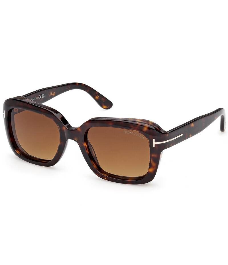 トム・フォード レディース アクセサリー サングラス・アイウェア TOM FORD Womens Natalia 52mm Havana Square Sunglasses Classic Dark