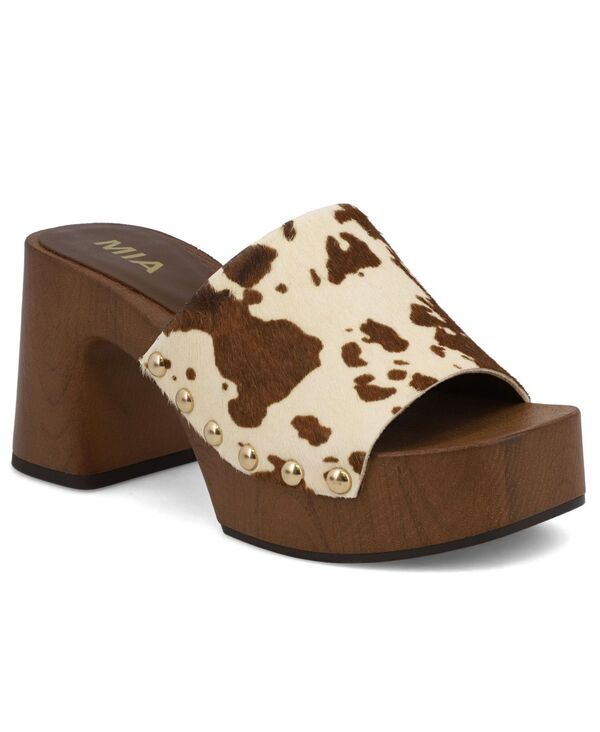 ミア レディース シューズ サンダル プラットフォーム ヒール MIA Womens Emmerie Platform Block Heel Sandals Brown Cow ブラウン