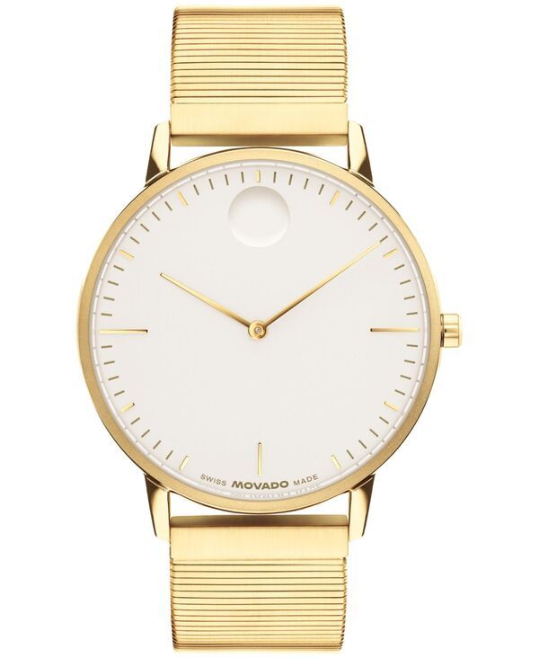 モバド レディース アクセサリー 腕時計 Tシャツ Unisex Movado Face Swiss Quartz Ionic Plated Light Yellow Gold Steel Watch 94,490円