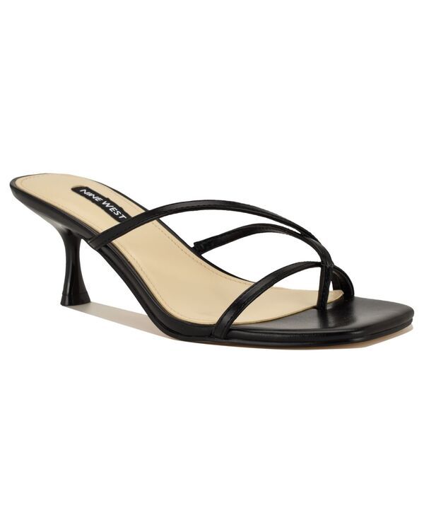 ナインウェスト レディース シューズ サンダル ヒール Nine West Womens Anirey Strappy Kitten Heel Dressandals Black ブラック