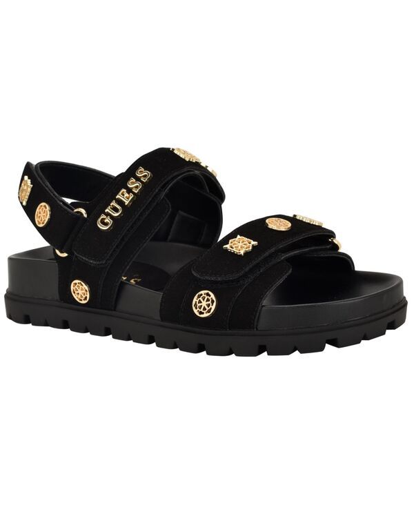 ゲス レディース シューズ サンダル GUESS Womens Florizy Lug Sole Slingback Footbed Sandal Black Suede ブラック