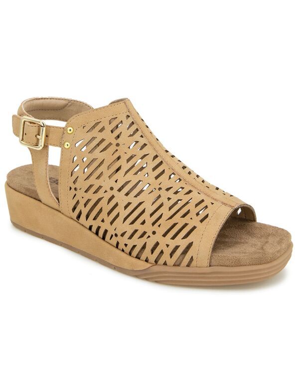 ジャイビーユー レディース シューズ サンダル JBU Womens Tessa Shooties Round Toe Wedge Sandals Tan Shimmer タン