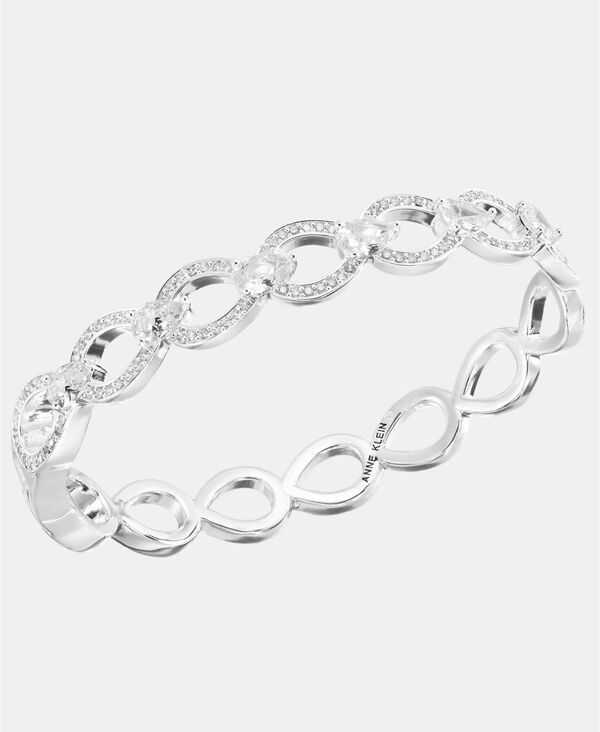 アンクライン レディース アクセサリー ブレスレット・バングル・アンクレット Anne Klein SilverTone Navette Crystal Open Hinge Bracelet Cry