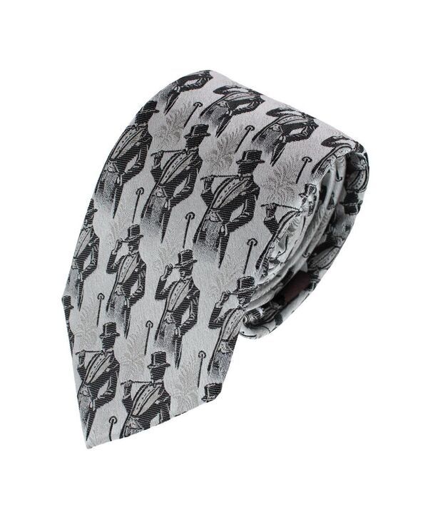トラファルガー メンズ アクセサリー ネクタイ シルク Trafalgar Mens Ambrose Dapper Night Silk Novely Necktie Silver and black
