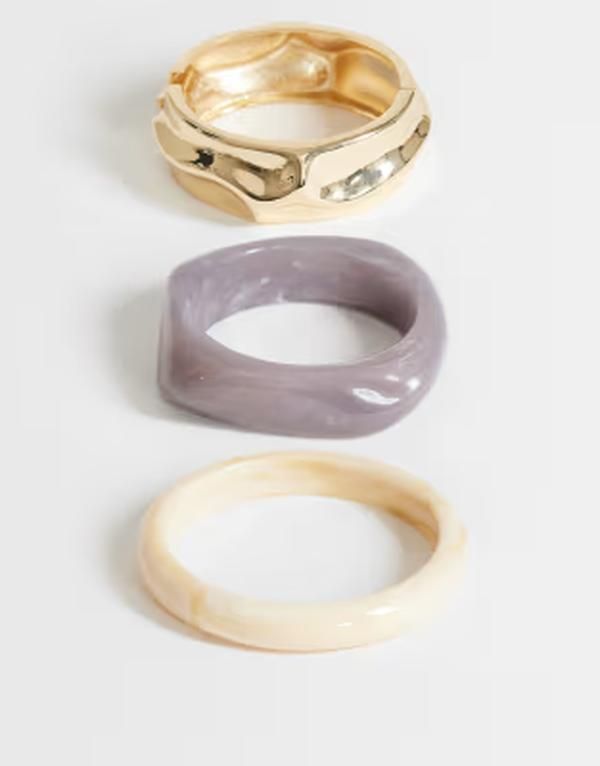 トップショップ レディース アクセサリー ブレスレット・バングル・アンクレット Topshop Flower 3 pack resin bangles ineutral and gold mix NE 8,861円