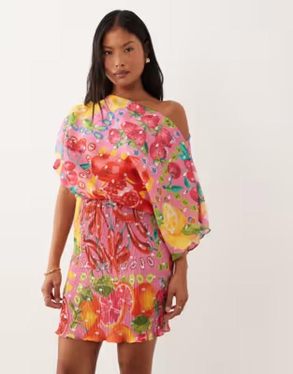 ネバーフリードレスド レディース トップス ワンピース プチ プリント ミニ Never Fully Dressed Petite Tilly off shoulder plisse mini dre
