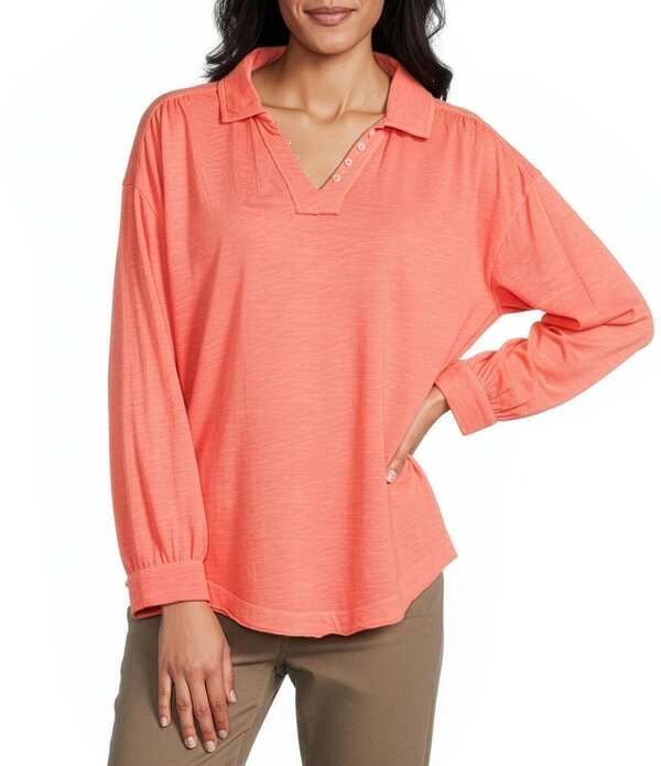 ウエストバウンド レディース トップス Tシャツ Vネック ニット Westbound 34 Sleeve V Neck Collared Slub Knitop Living Coral コーラル 12,935円