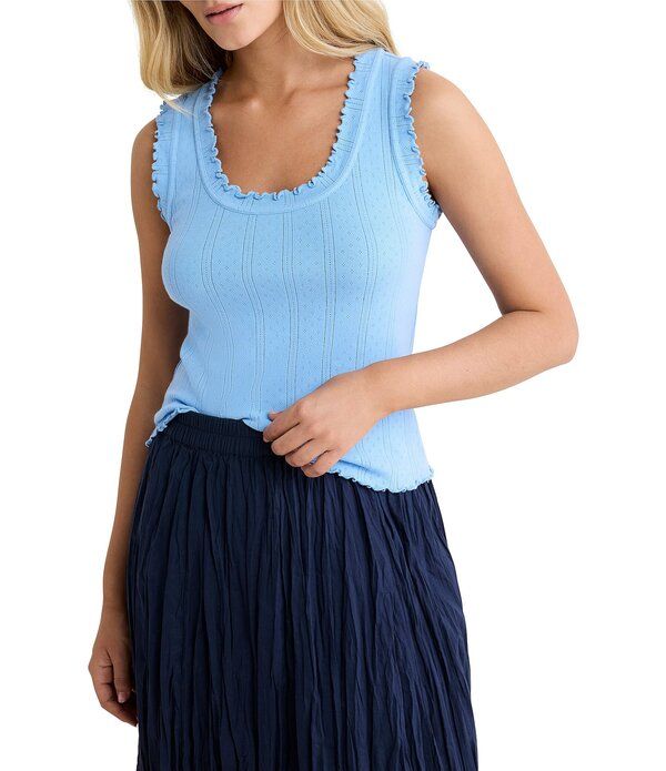 ニックアンドゾー レディース トップス シャツ ノースリーブ nz by Nic Zoelle Pointelle Rib Scoop Neck Sleeveless Tank Zephyr