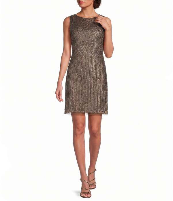 ピサッロナイツ レディース トップス ワンピース プチ メッシュ ノースリーブ Pisarro Nights Petite Size Beaded Mesh Illusioneckline Sleev