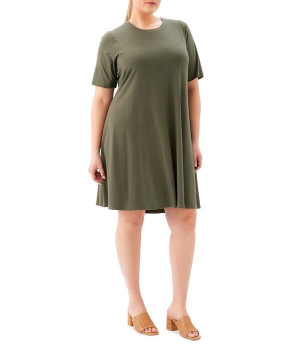 カレンケーン レディース トップス ワンピース クルーネック A ライン プラスサイズ ジャージー Karen Kane Plusize Jersey Crew Neck Short Sleeve A