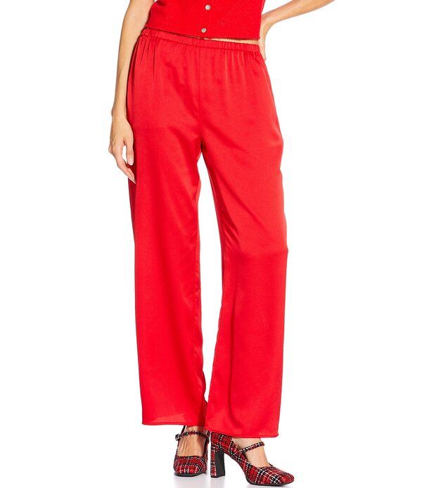 ジャンビニ レディース ボトムス カジュアルパンツ ワイドレッグ サテン Gianni Bini Mirabel Satin Wide Leg Pants Cherry
