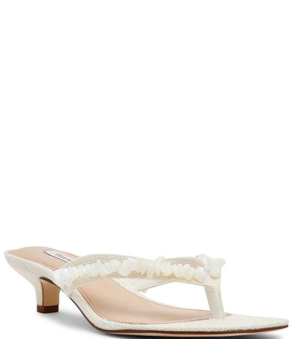 スティーブ マデン レディース シューズ ヒール サンダル Steve Madden Tracie Shell Ornament Kitten Heel Thong Dressandals Bone