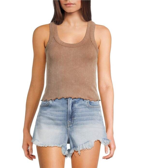 モアモア レディース トップス シャツ リブ Moa Ribbed Scoop Neck Tank Mocha Bisque モカ 5,936円