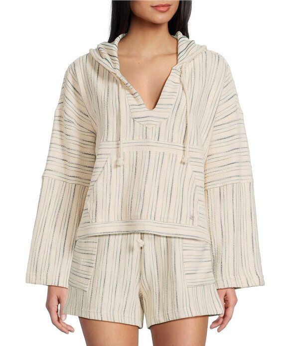 ロキシー レディース トップス シャツ Roxy Coordinating Long Sleeve Stripe Rich Coast Poncho Deep Lagoon ストライプ