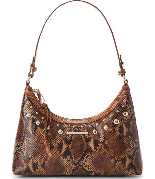ブランミン レディース バッグ BRAHMIN Anuket Collection Cinnamon Olivia Snakembossed Studded Shoulder Bag Cinnamon