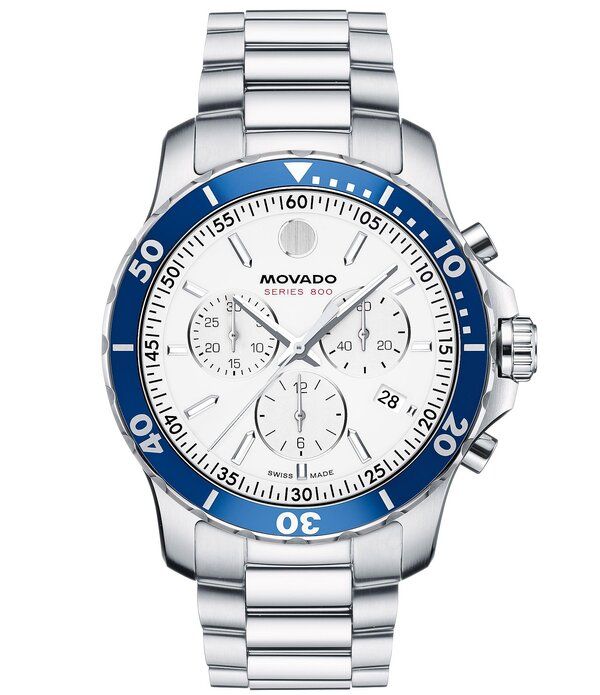 モバド レディース アクセサリー 腕時計 Movado Series 800 SilverTone Quartz Chronograph Movement Watch SilverBlue ブルー