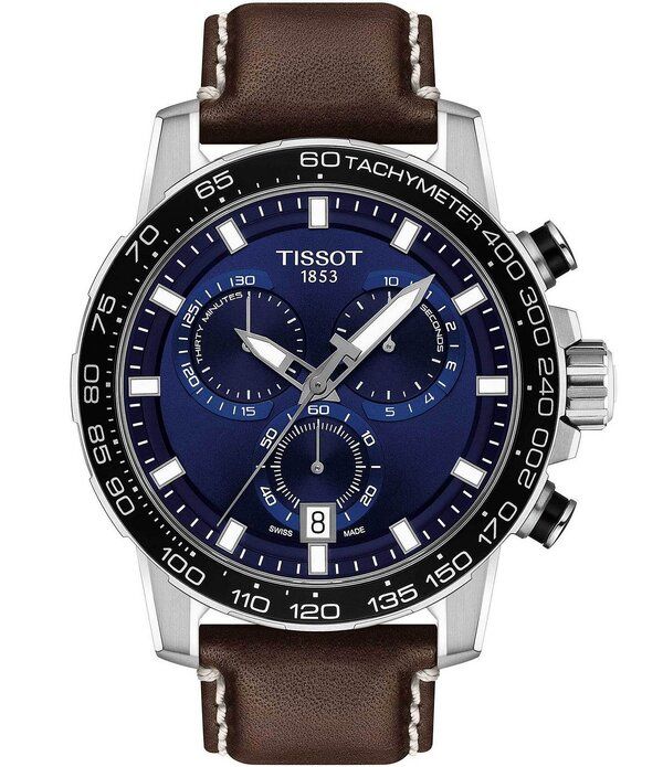 ティソット レディース アクセサリー 腕時計 レザー Tissot Supersport Black Leather Strap Chronograph Watch Brown ブラウン 84,590円
