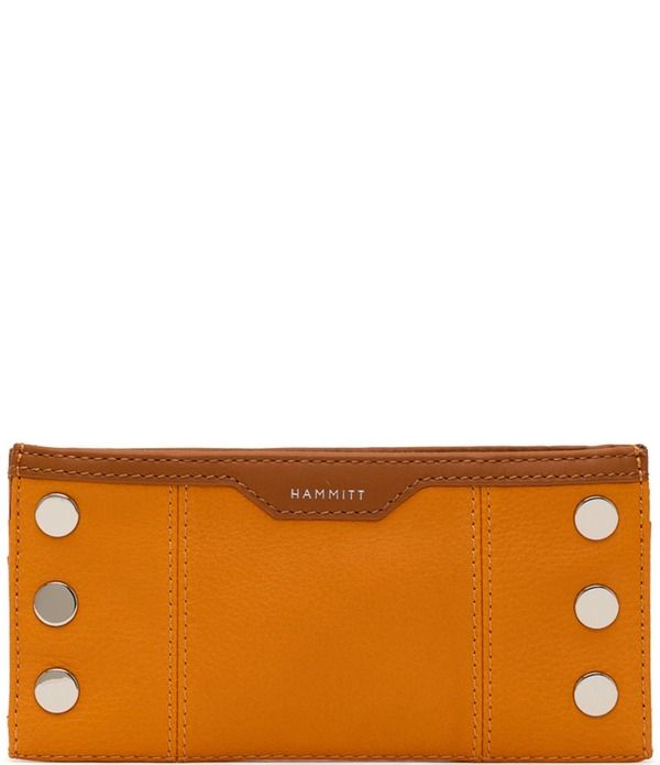 ハミット レディース アクセサリー 財布 レザー Hammitt 110 North Pebbleather Gold Studded Checkbook WalletangerineSilver タ