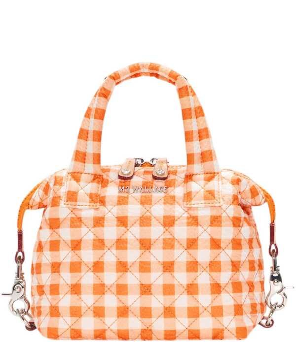 エムジーウォレス レディース バッグ ギンガムチェック ギンガム MZ Wallace Micro Sutton Gingham Satchel Tote Bag Sunset Gingham