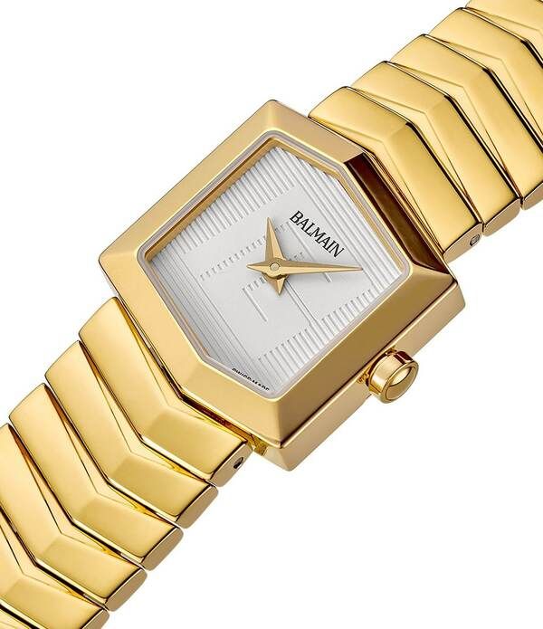 バルマン レディース アクセサリー 腕時計 Tシャツ Balmain Paris Womens Quartz Analog Stainlessteel Geometric Bracelet Watch