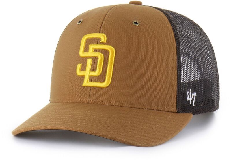 カーハート メンズ アクセサリー 帽子 Carhartt x 47 Carhartt x 47 Adult San Diego Padres Brown Adjustable Trucker Hat