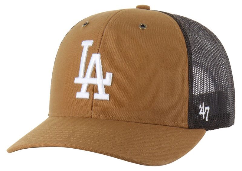 カーハート レディース アクセサリー 帽子 Carhartt x 47 Carhartt x 47 Adult Los Angeles Dodgers Brown Adjustable Trucker