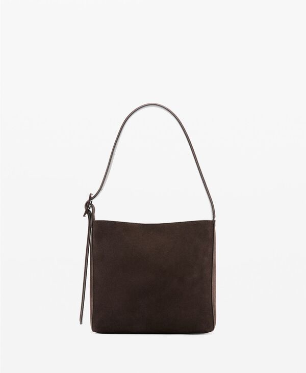 マンゴ レディース バッグ スエード レザー MANGO Womensuede Leather Shopper Bag Chocolate チョコレート 14,024円
