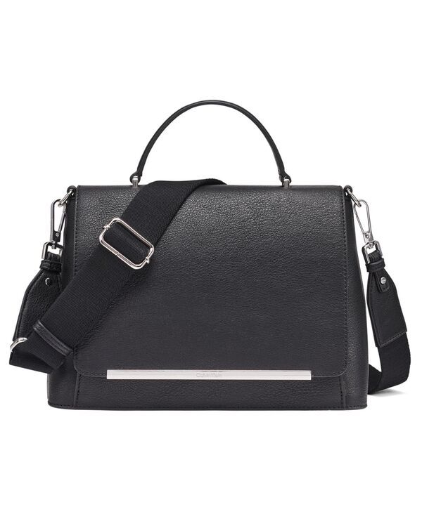カルバンクライン レディース バッグ Calvin Klein Alia Magnetic Snap Satchel Bag Black Silver ブラック