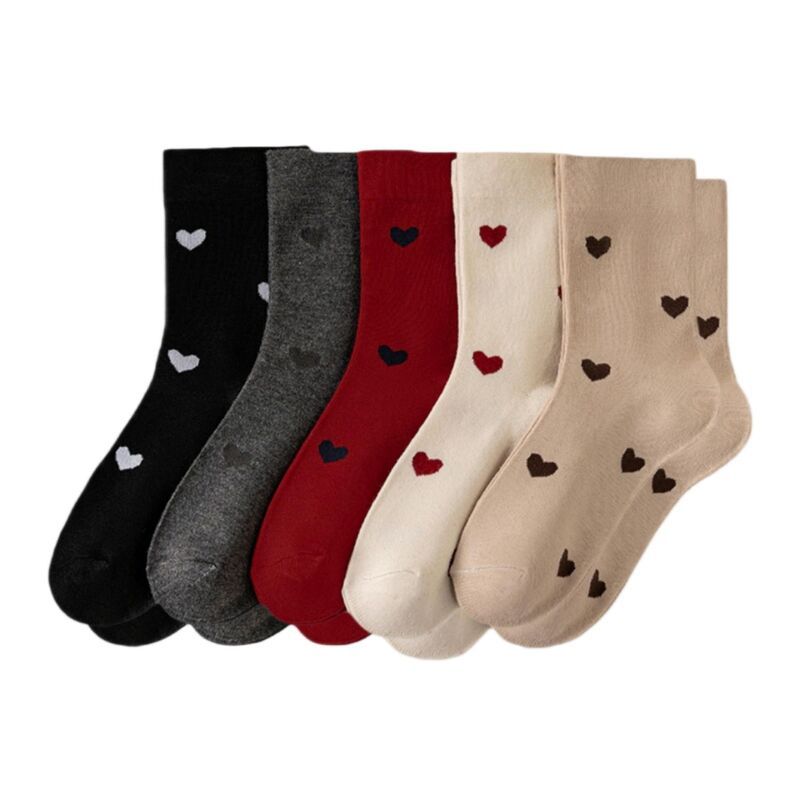 アンナカシ レディース アンダーウェア 靴下 ニット AnnaKaci Womens 5 Pair Crew Socks Heart Pattern Soft Stretch Knit Mid Cal 7,094円