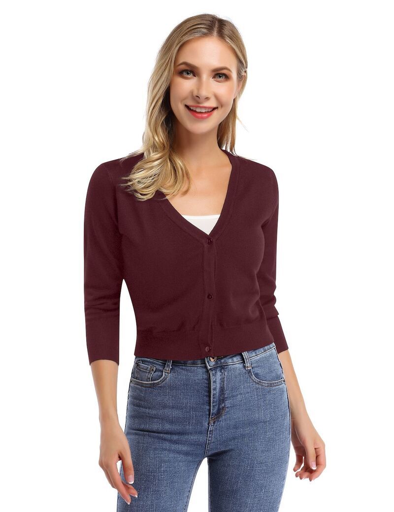 マキシスマーチ レディース アウター ニット・セーター カーディガン クロップド Maxxis Merch Womens Cropped Cardigan Casual 34 Sleeve Open