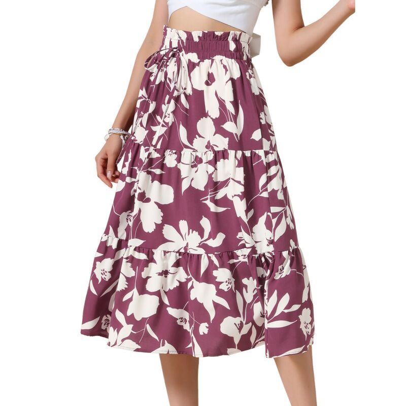 インスパイア シック レディース ボトムスカート A ライン フラワー柄 ミディ フラワー INSPIRE CHIC Floral Midi Skirt for Womensummer Elastic 7,650円