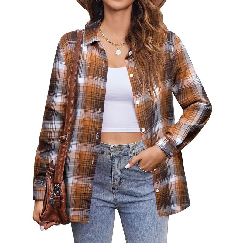 ジーグー レディース トップス シャツ ボタンダウン Zeagoo Womens Plaid Flannel Button Down Shirts Long Sleeve Casual Fall Fa