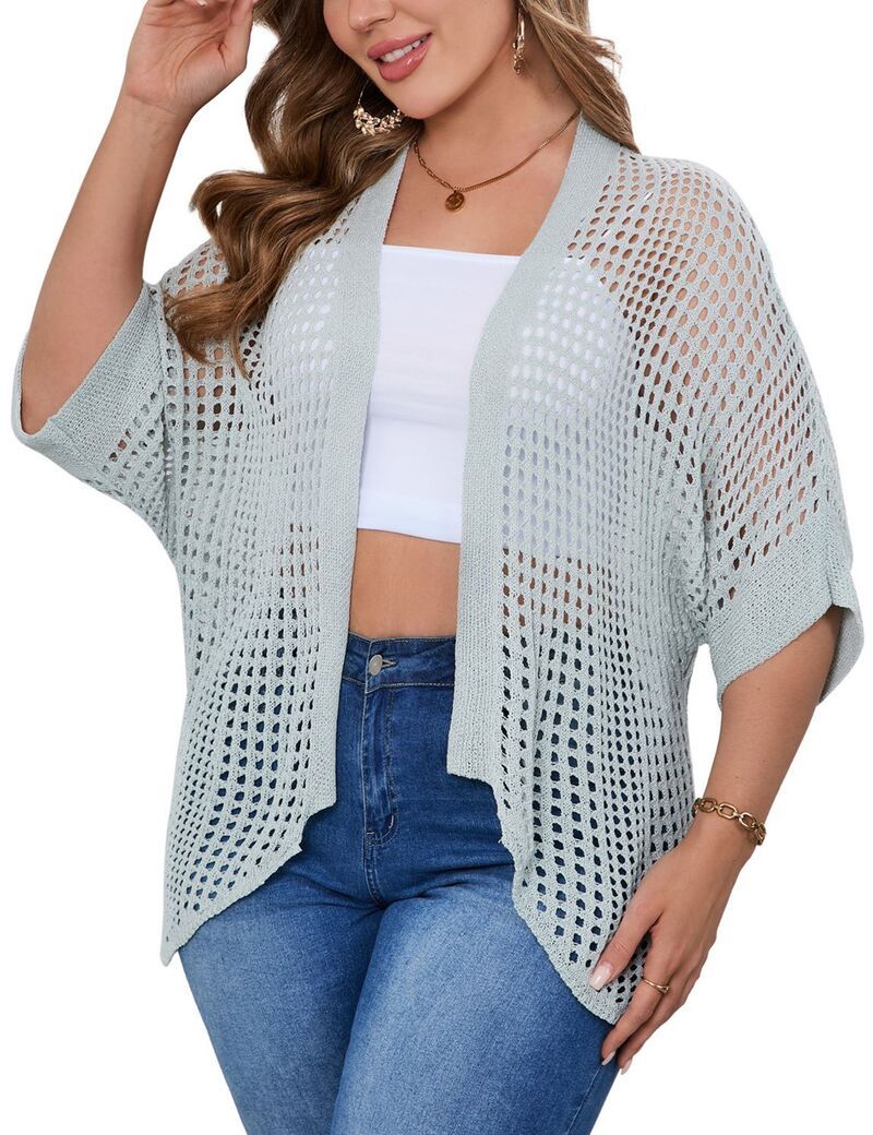 エリートチョイス レディース アウター ニット・セーター プラスサイズ メッシュ カーディガン Elitechoice Plusize Mesh Cardigan for Women Loose Fi