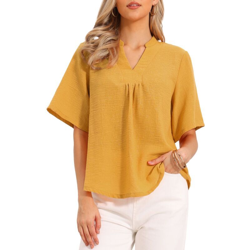 インスパイア シック レディース トップス シャツ Vネック ブラウス INSPIRE CHIC Short Sleeve Blouses for Womens V Neck Dressy Casua