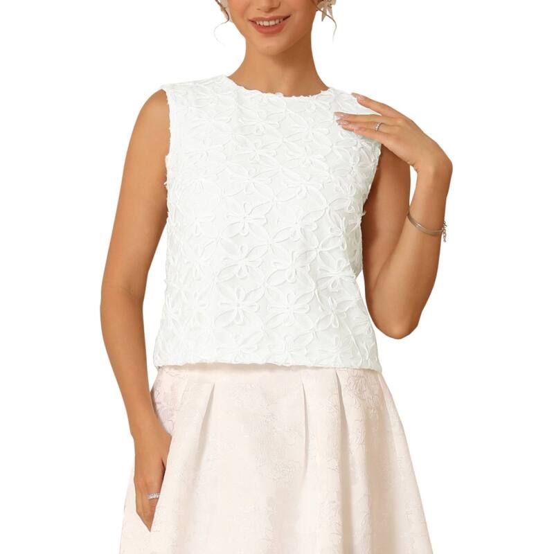 インスパイア シック レディース トップス シャツ フラワー柄 メッシュ ノースリーブラウス フラワー INSPIRE CHIC Womens Floral 3D Blouse Sleeveless