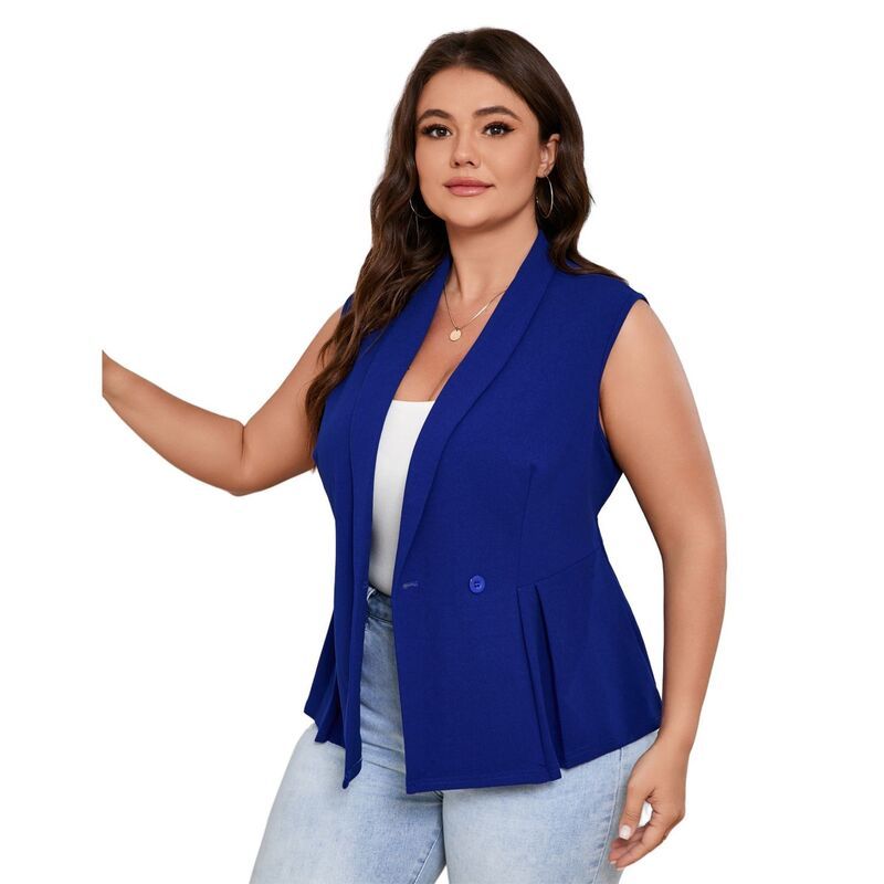 セオリア レディース アウター ジャケット・ブルゾン Vネック プラスサイズ ベスト ノースリーブレザー Seoria Womens Plusize Blazer Vest V Neck Topsle