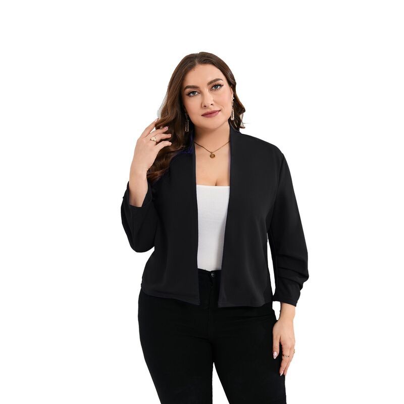 コジョイン レディース アウター ジャケット・ブルゾン プラスサイズ ブレザー Kojooin Women Plusize 34 Sleeve Casual Work Blazer Open Fron