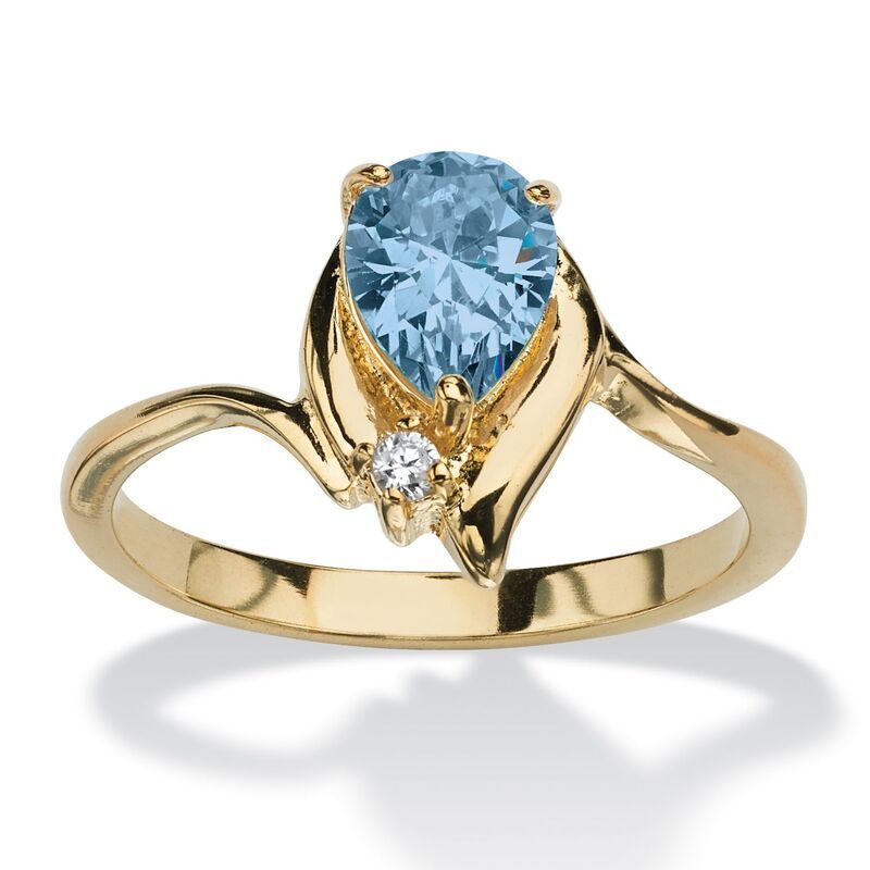 パームビーチジュエリー レディース アクセサリー リング PalmBeach Jewelryellow Goldplated Pear Cut Simulated Birthstone and Cry