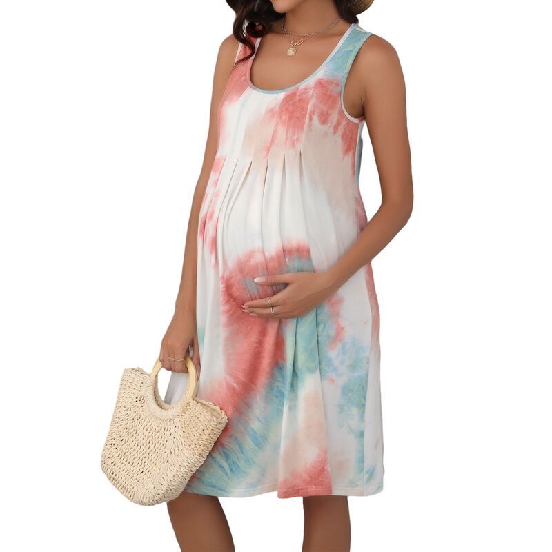 エリートスピリット レディース トップス ワンピース プリーツ ノースリーブ マタニティ EliteSpirit Womens Maternity Tie Dye Sleeveless Dress P