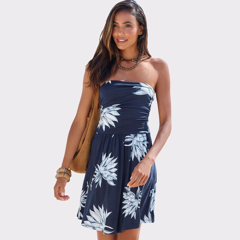 ラスカーナ レディース トップス ワンピース ギャザー ストラップレス Lascana Womenstrapless Ruchedress Dark Blue Multicolor ブルー