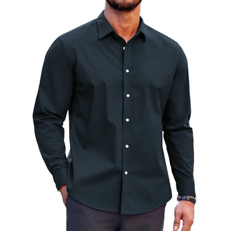 クーファンディ レディース トップス Tシャツ ボタンダウン Coofandy Mens Muscle Fit Dresshirts WrinkleFree Long Sleeve Casual Bu