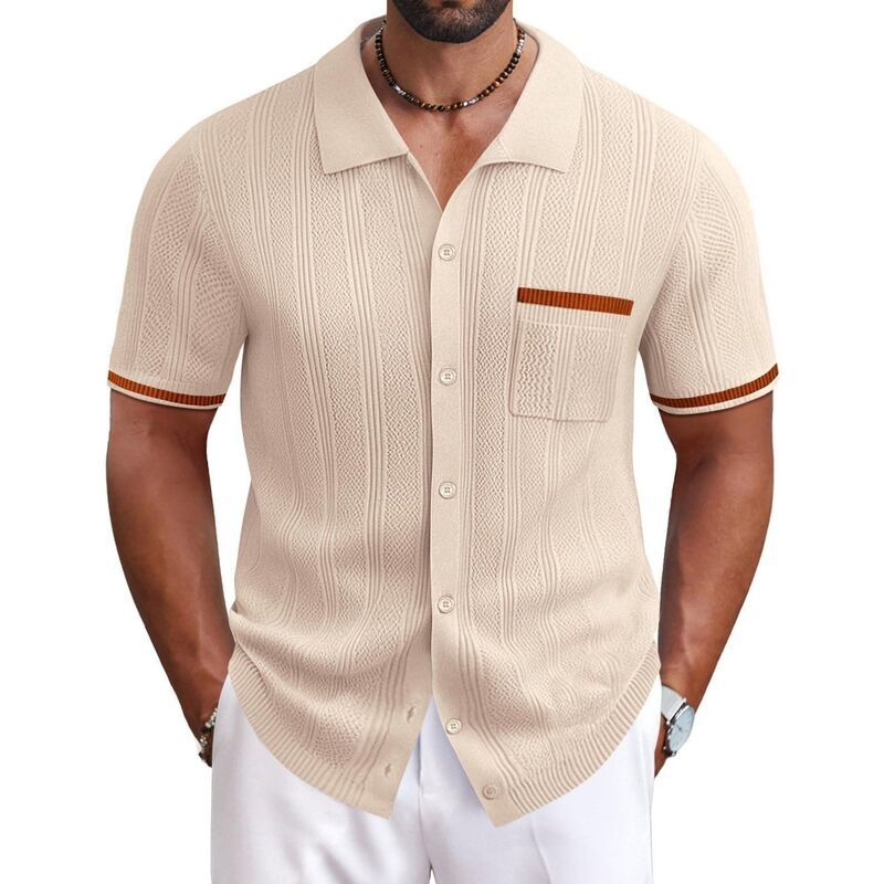 クーファンディ レディース アウター ニット・セーター ヴィンテージ ボタンダウン ポロシャツ ダウン COOFANDY Mens Knit Button Down Shirt 2025 Vintag