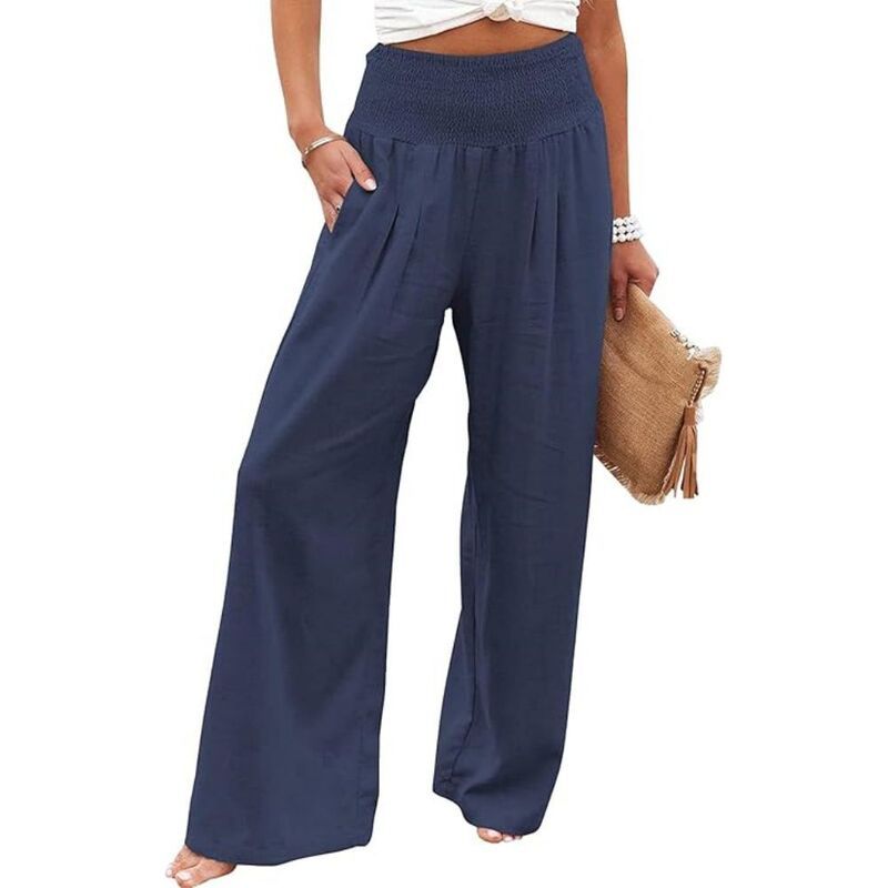 イエスファッション レディース ボトムス カジュアルパンツ ワイドレッグ ハイウエスト リネン Yesfashion Women Linen Palazzo Pants Boho Wide Leg H 10,514円