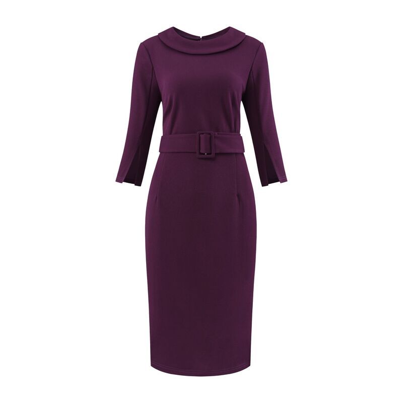 ホンベティ レディース トップス ワンピース ヴィンテージ Hombety Womens Collared Sheath Dress Vintage Half Sleeve Pencil Dress